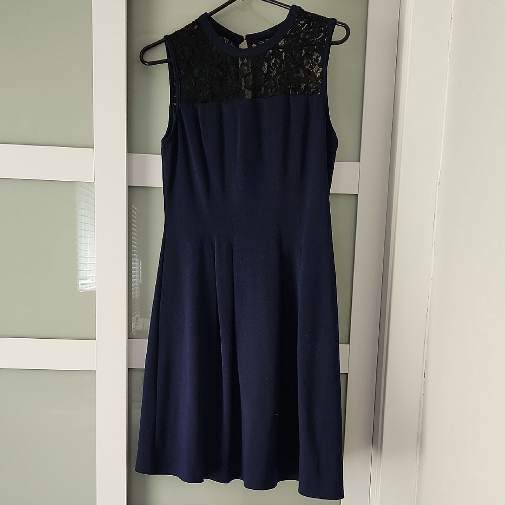 Kut from the Kloth Blue A-Line Mini Dress with Pleated Skirt